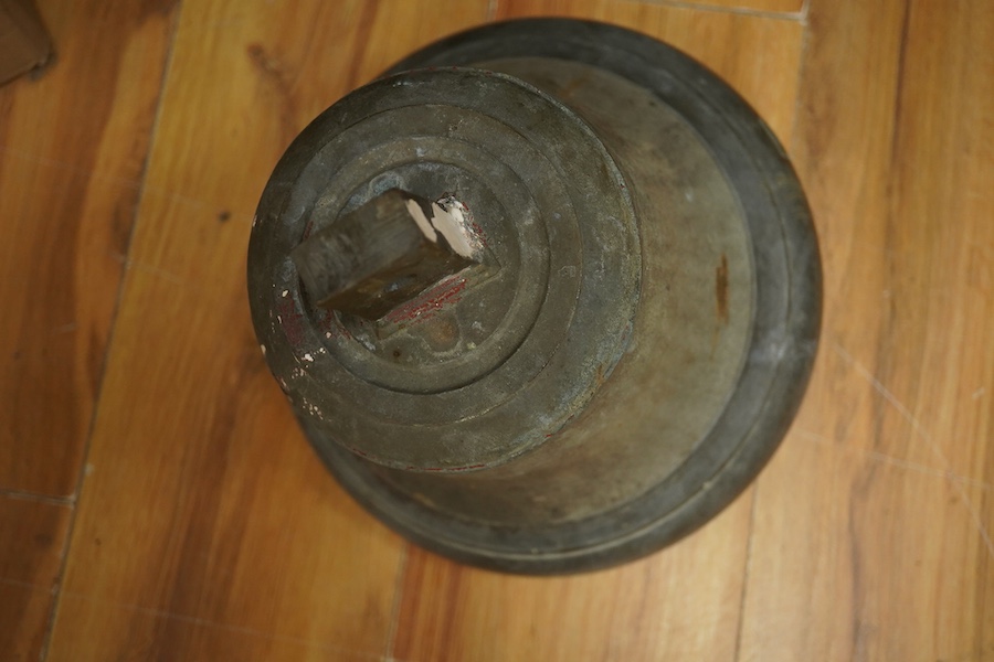 A cast bronze ship’s bell, 28cm high. Condition - appears good